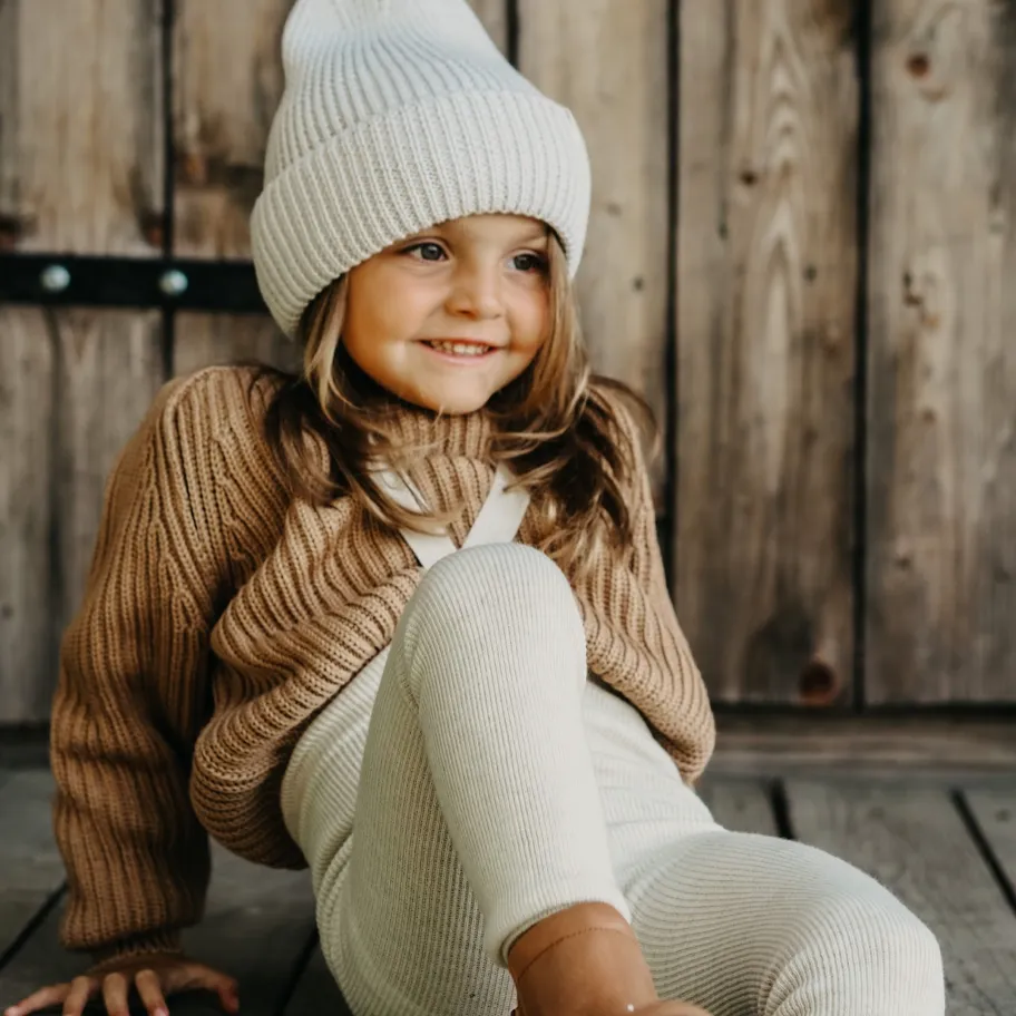 Silly Silas Unisex Footless Woollen Tights with Braces (Cream Blend)