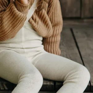 Silly Silas Unisex Footless Woollen Tights with Braces (Cream Blend)