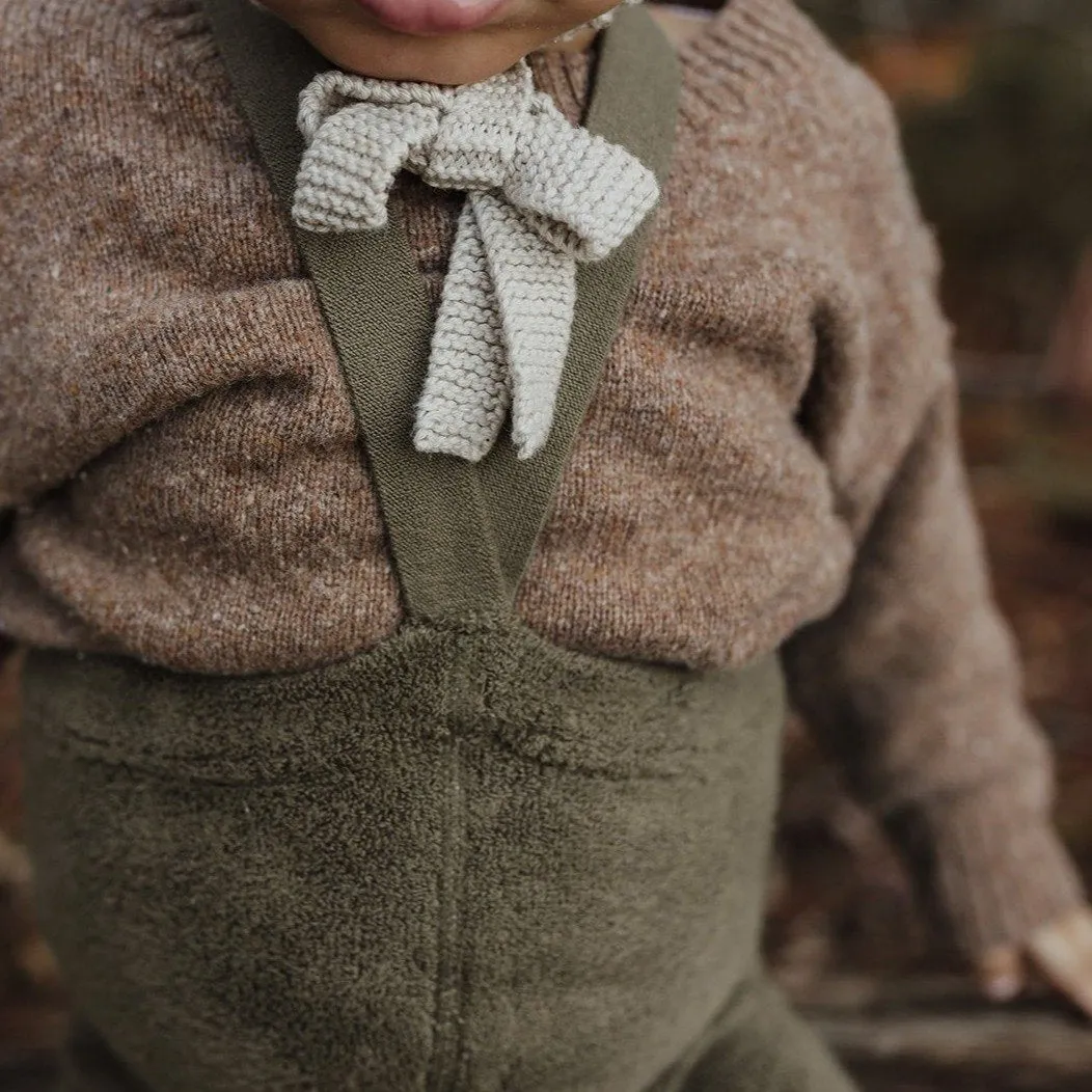 Silly Silas Unisex Teddy Warmy Footless Tights with Braces (Olive)