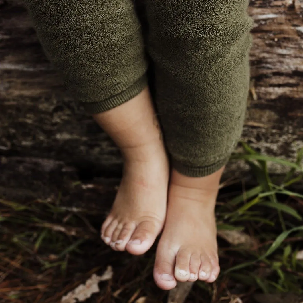 Silly Silas Unisex Teddy Warmy Footless Tights with Braces (Olive)