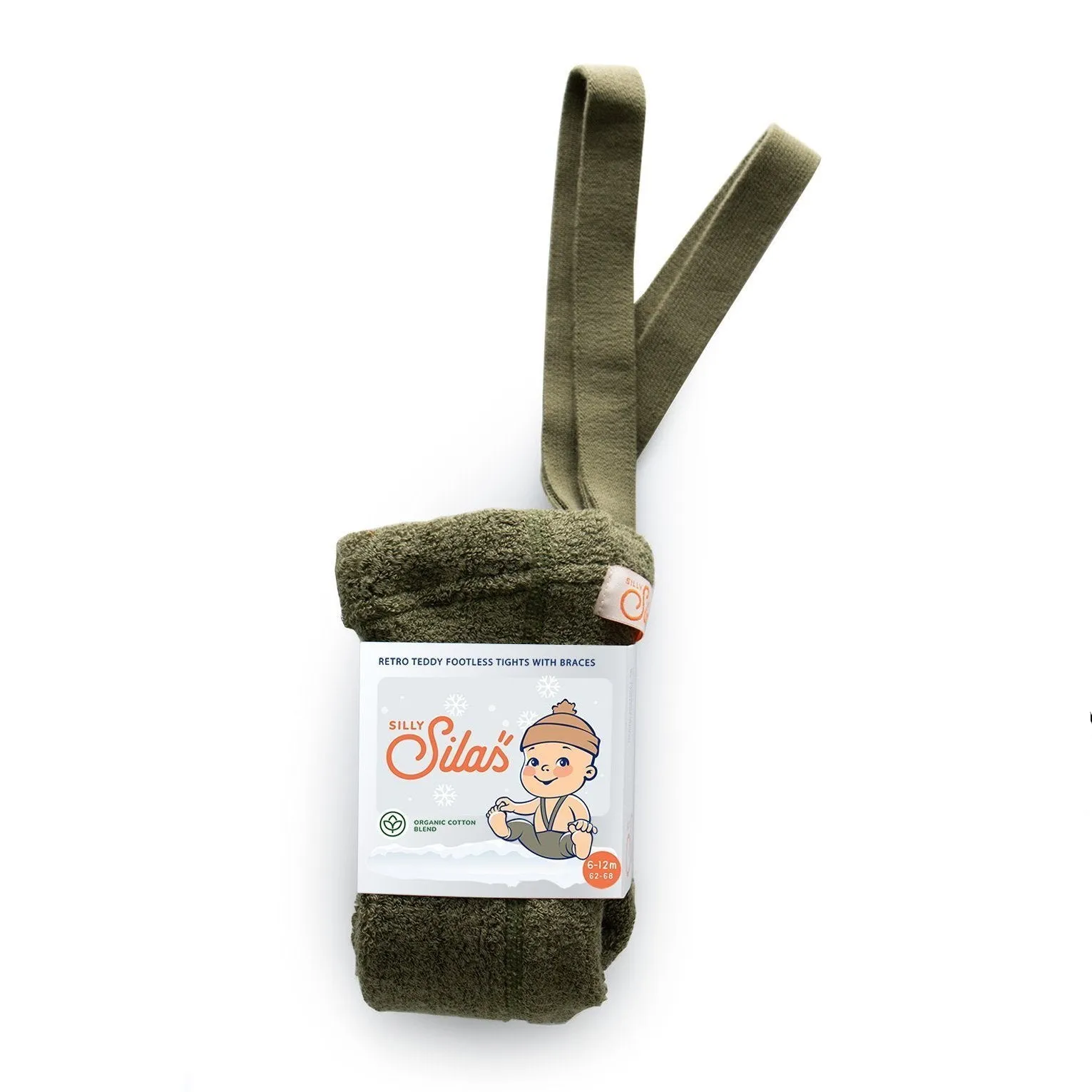 Silly Silas Unisex Teddy Warmy Footless Tights with Braces (Olive)
