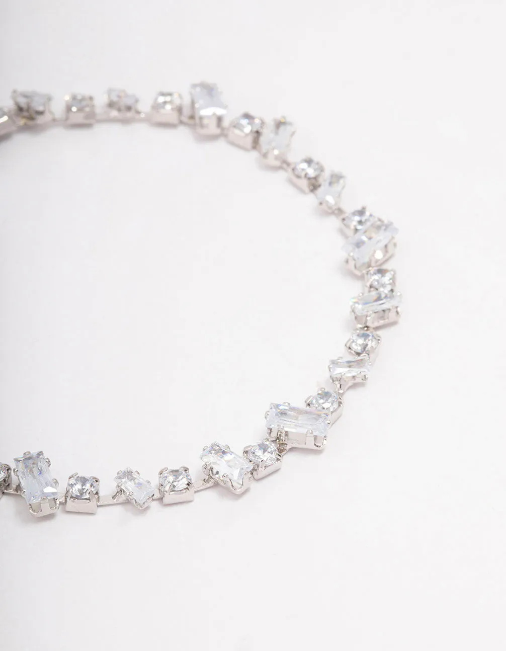 Silver Cubic Zirconia Rectangle & Square Stone Bracelet