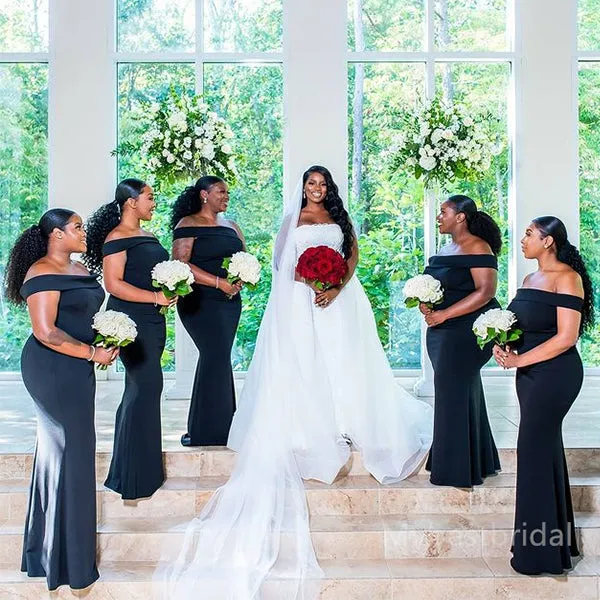 Simple Off-shoulder Mermaid Elegant Pretty Long Bridesmaid Dresses, BDS0243