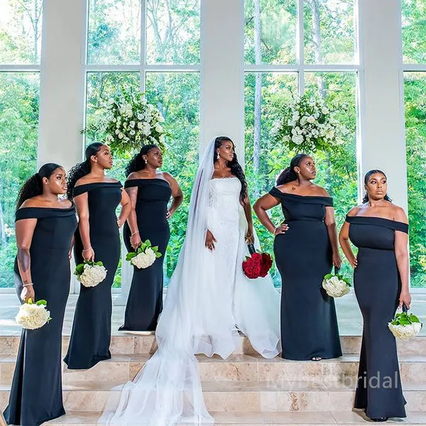 Simple Off-shoulder Mermaid Elegant Pretty Long Bridesmaid Dresses, BDS0243
