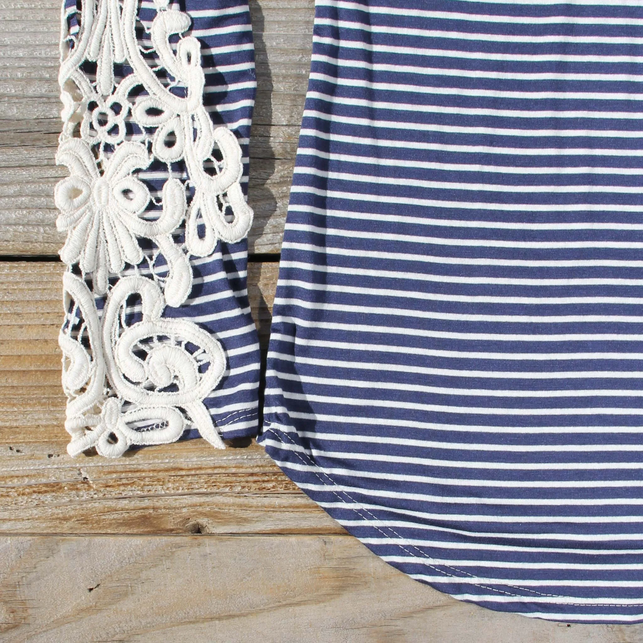Sleepy Creek Lace Tee in Navy