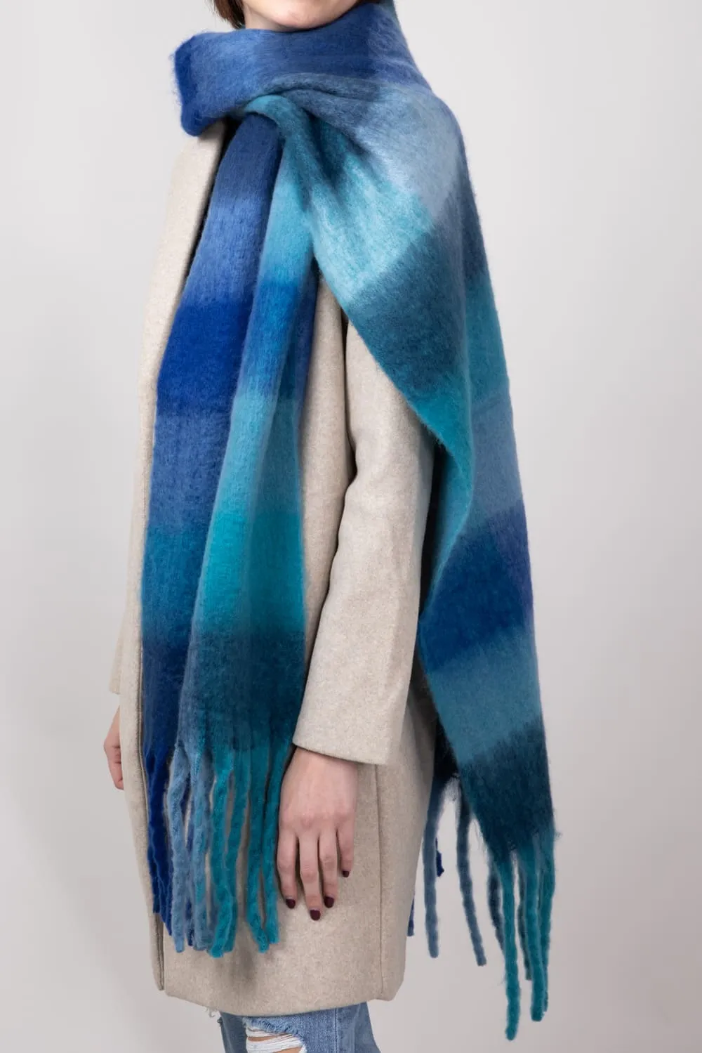 Soft & Cozy Plaid Scarf for Women in Blue | WCL420083BLUE