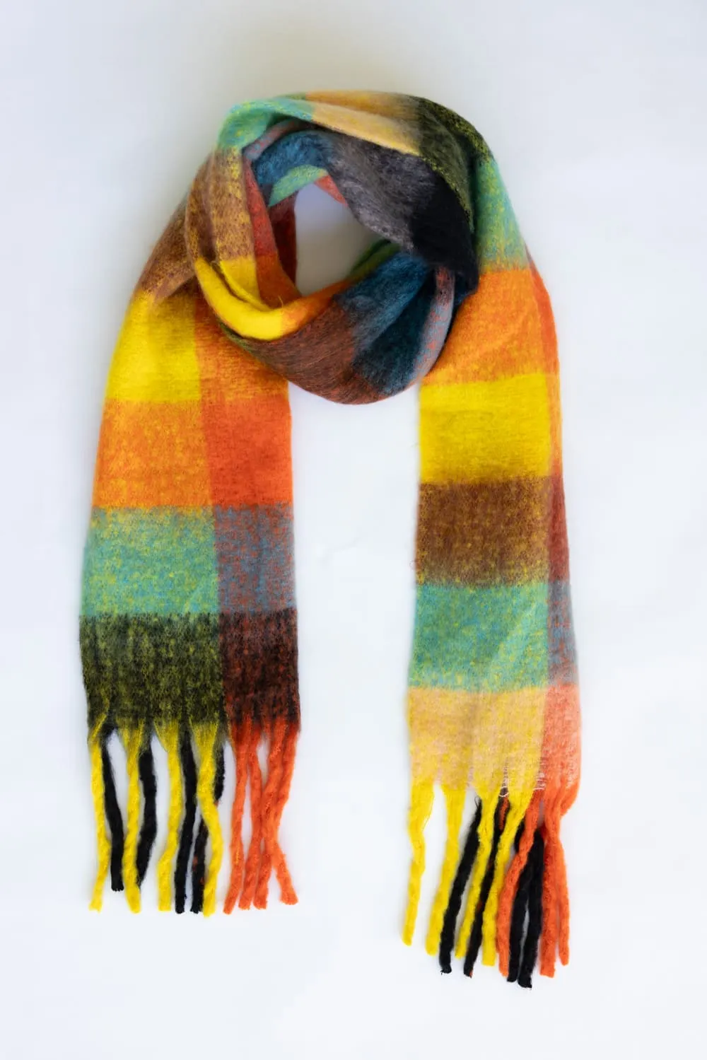 Soft & Cozy Plaid Scarf for Women in Orange | WCL120077-ORA
