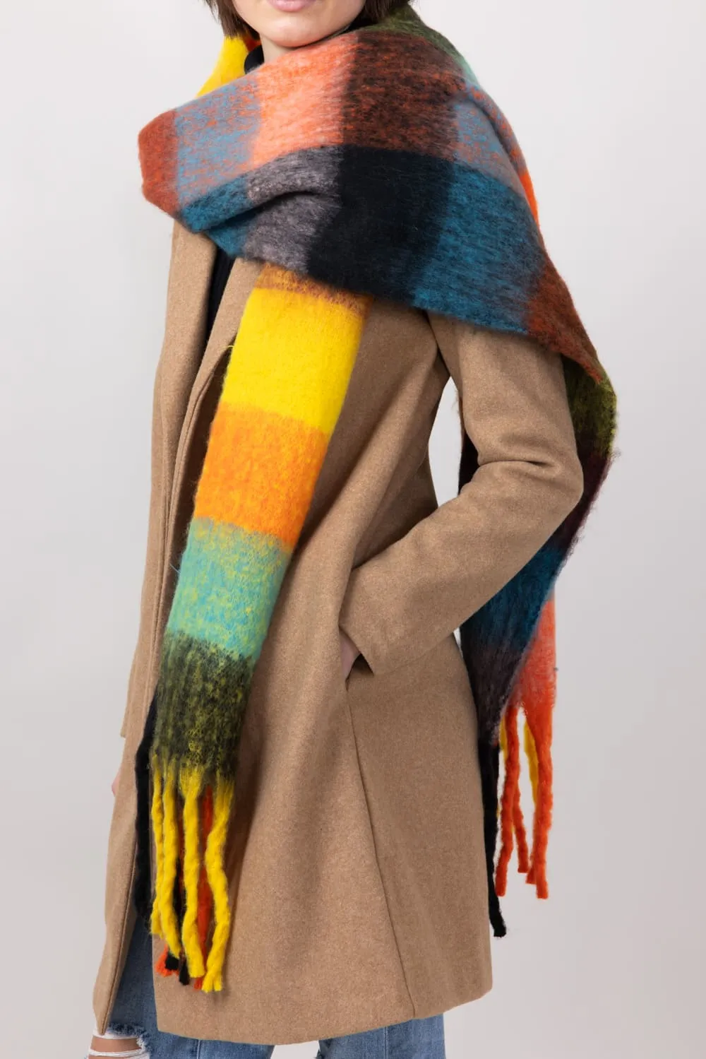 Soft & Cozy Plaid Scarf for Women in Orange | WCL120077-ORA