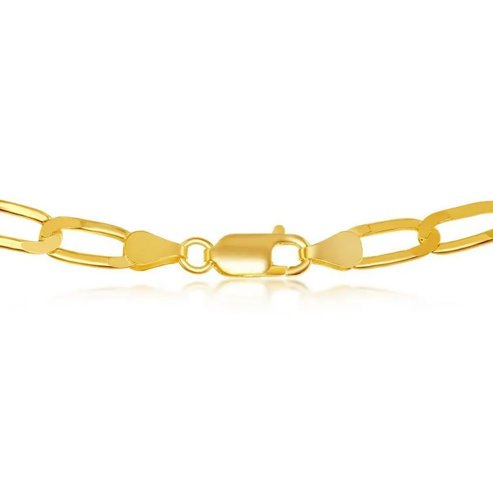 Sterling Silver 6MM Flat Paperclip Chain - Gold Plated 16"