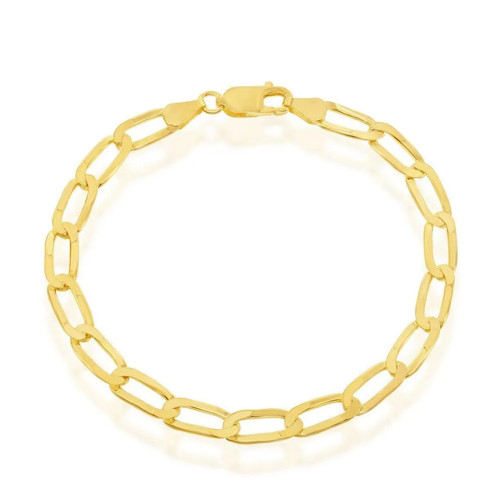 Sterling Silver 6MM Flat Paperclip Chain - Gold Plated 16"