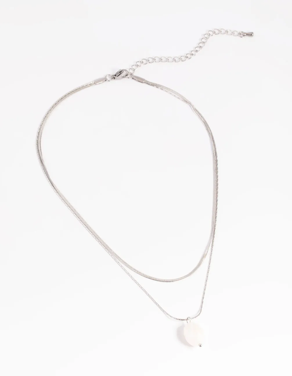 Surgical Steel Snake Chain & Freshwater Pearl Necklace