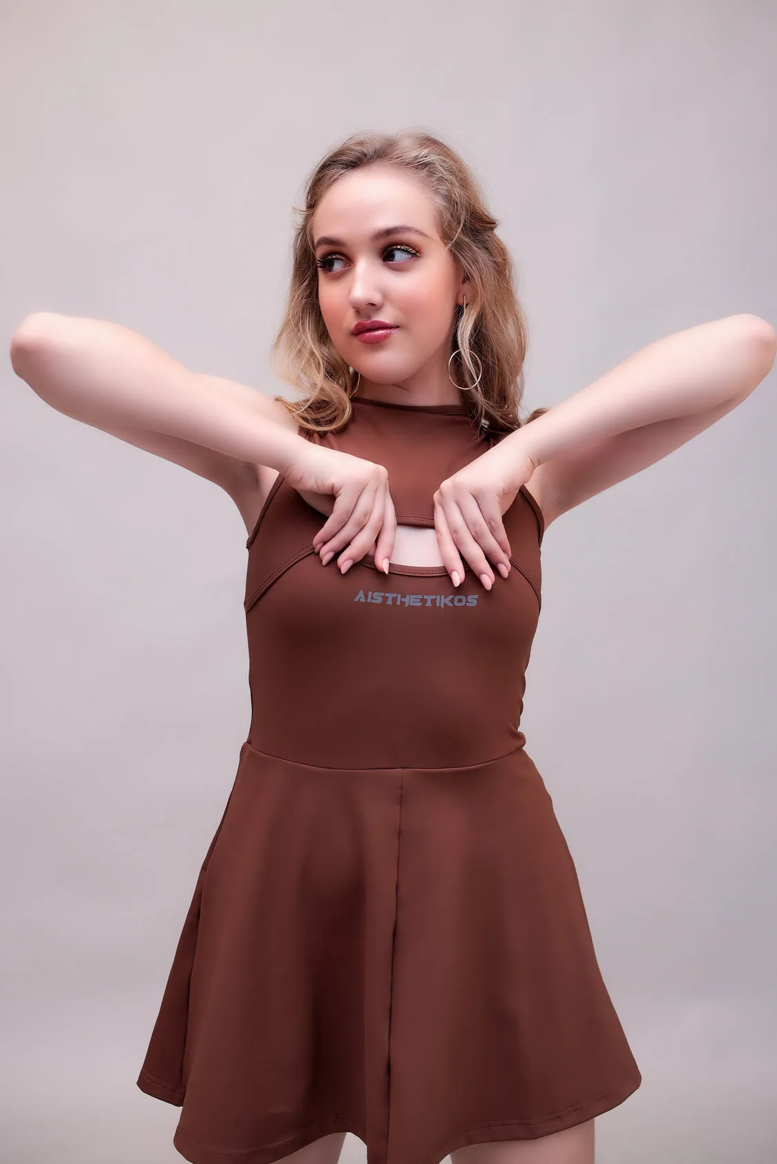 Swirl Tennis Skirt Dress for adventure and coffee run ( Olive )