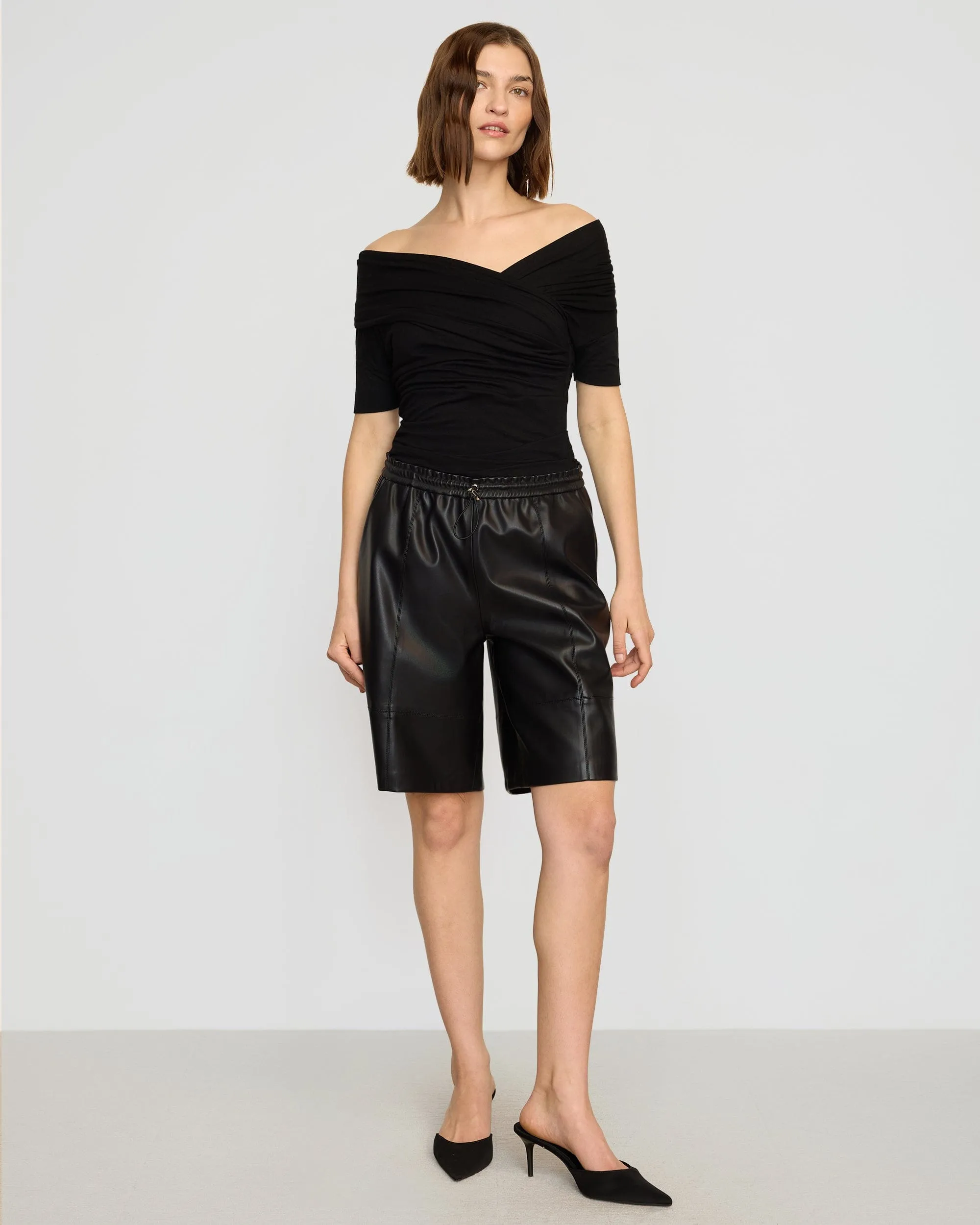 Thalia Ruched Off-Shoulder Tee