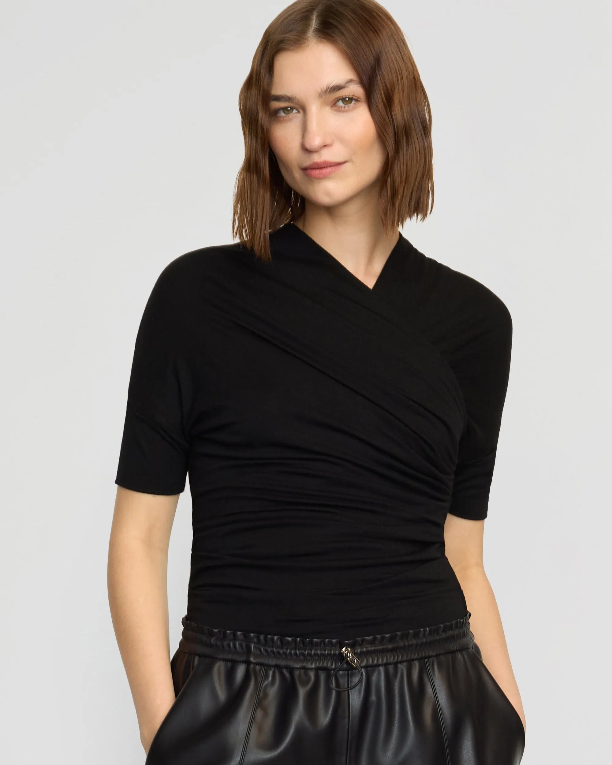 Thalia Ruched Off-Shoulder Tee