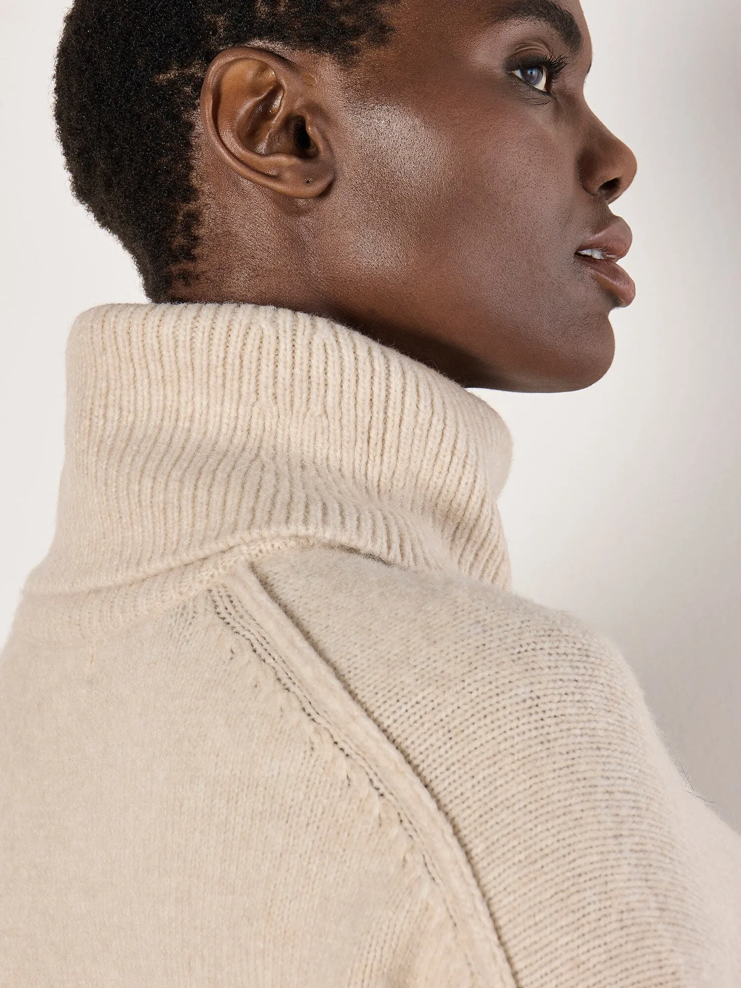 The Exposed Seam Jumper Mini Dress - Stone