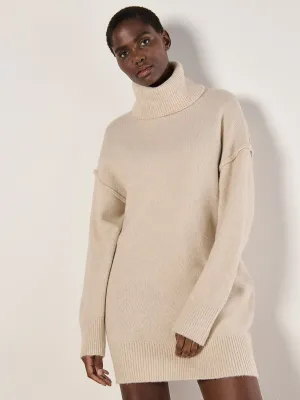 The Exposed Seam Jumper Mini Dress - Stone