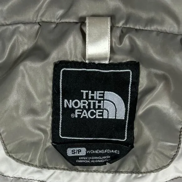 The‎ North Face Quilted Puffer Down Vest 700 Women's Size S Silver Gray Stained