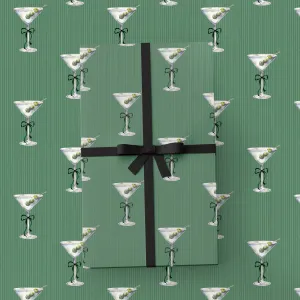 Tini Holiday Martini & Bow Wrapping Paper