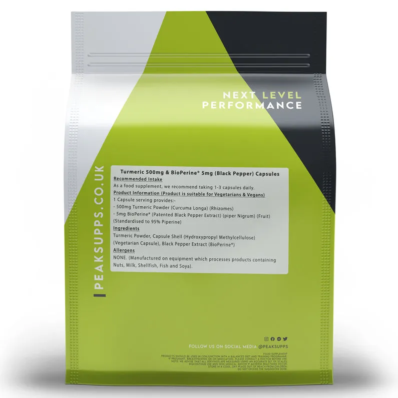 Turmeric 500mg & Bioperine 5mg Capsules (Pure)