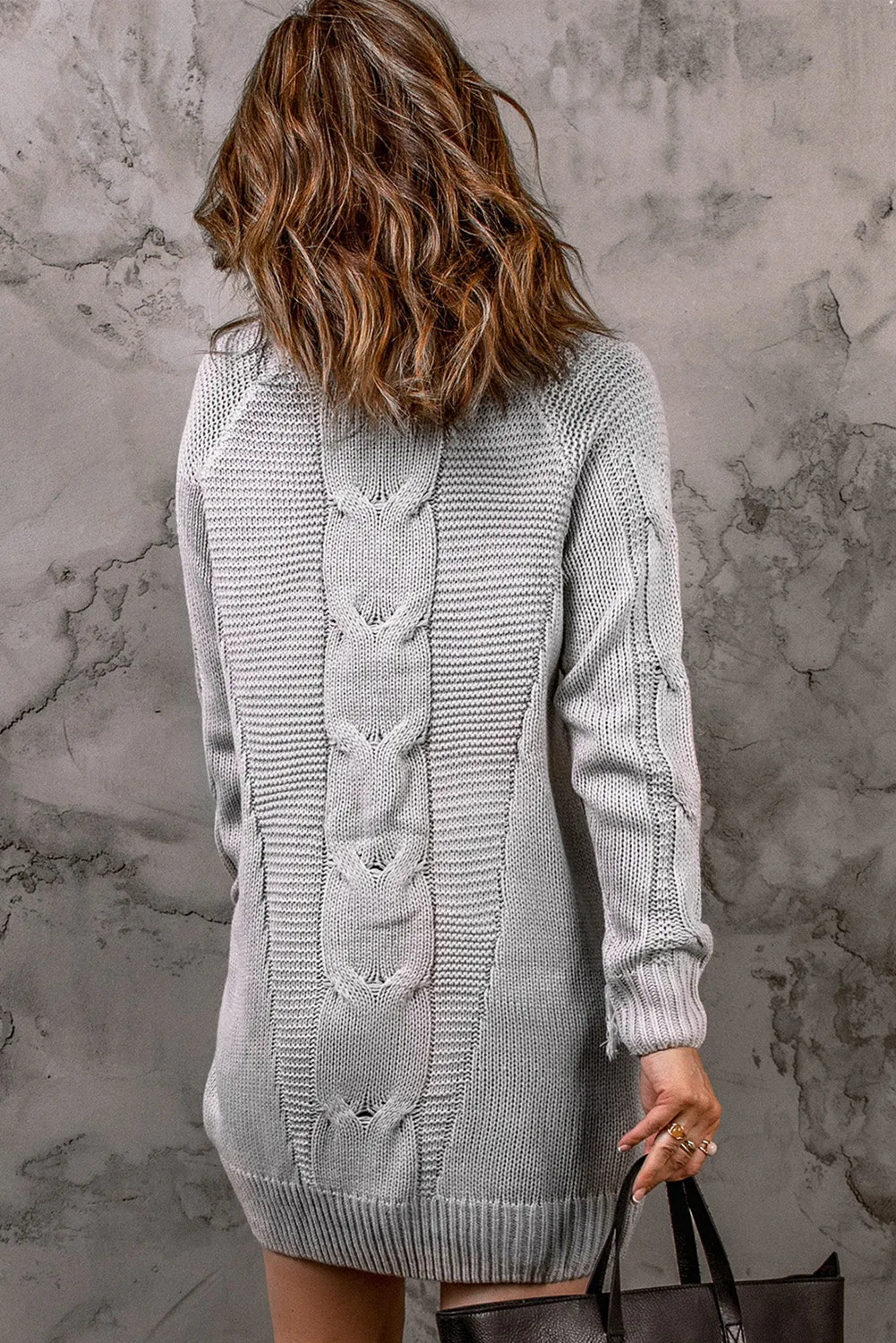 Twist Fringe Casual High Neck Sweater Dress