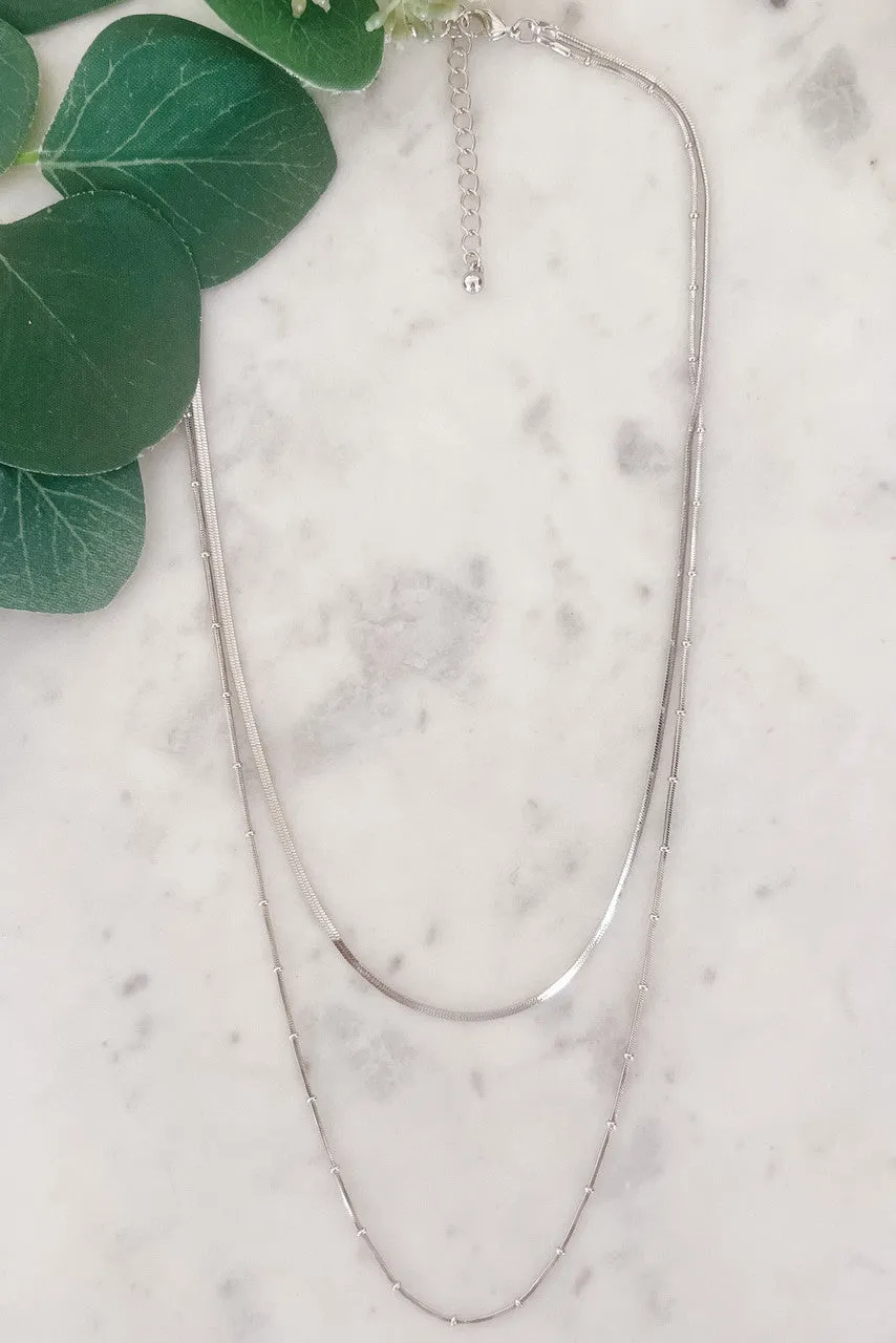Two-Layer Snake Chain Necklace with Satellite