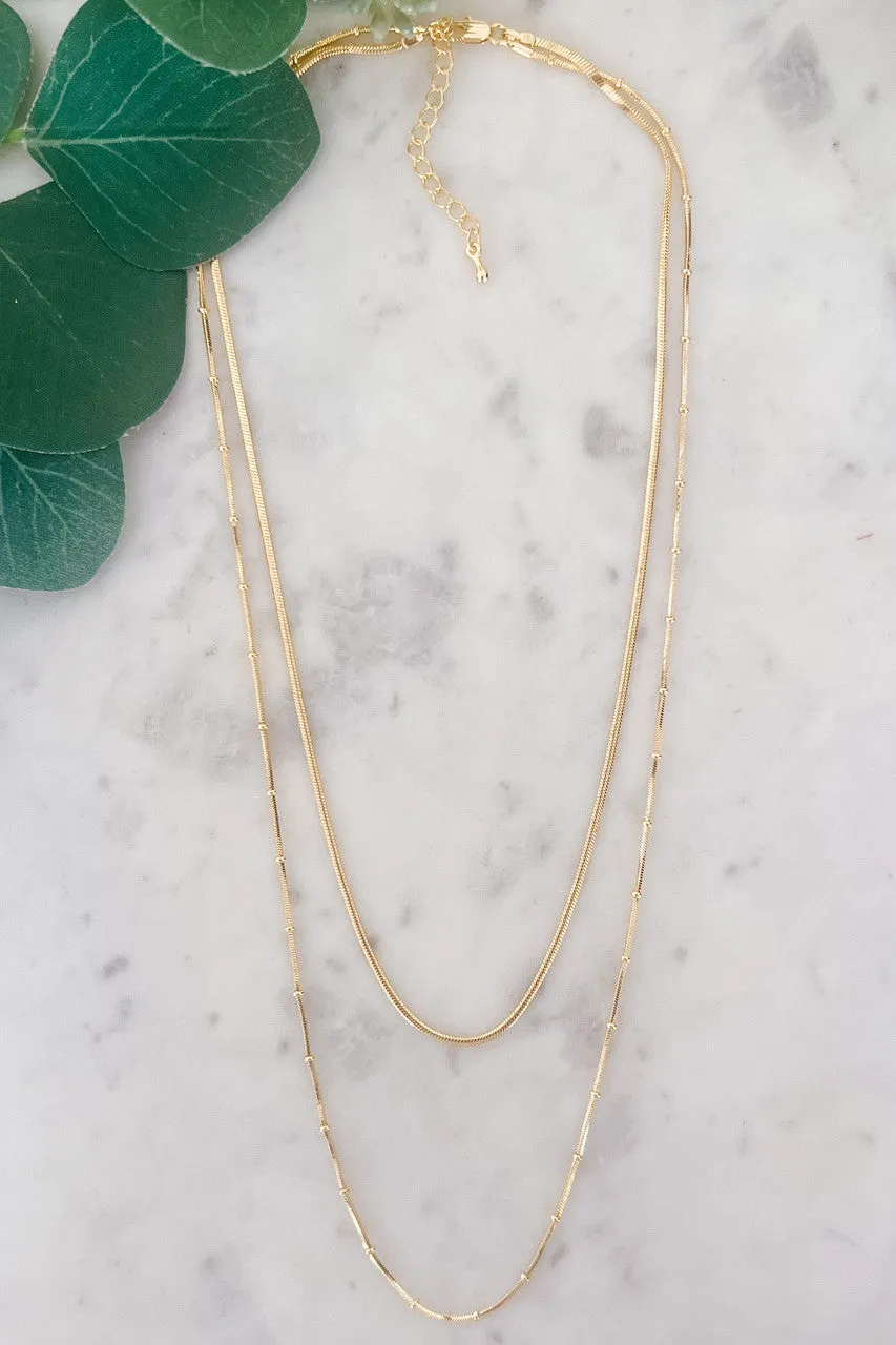 Two-Layer Snake Chain Necklace with Satellite