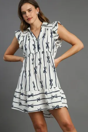 Umgee Ribbon Collared Mini A-Line Dress