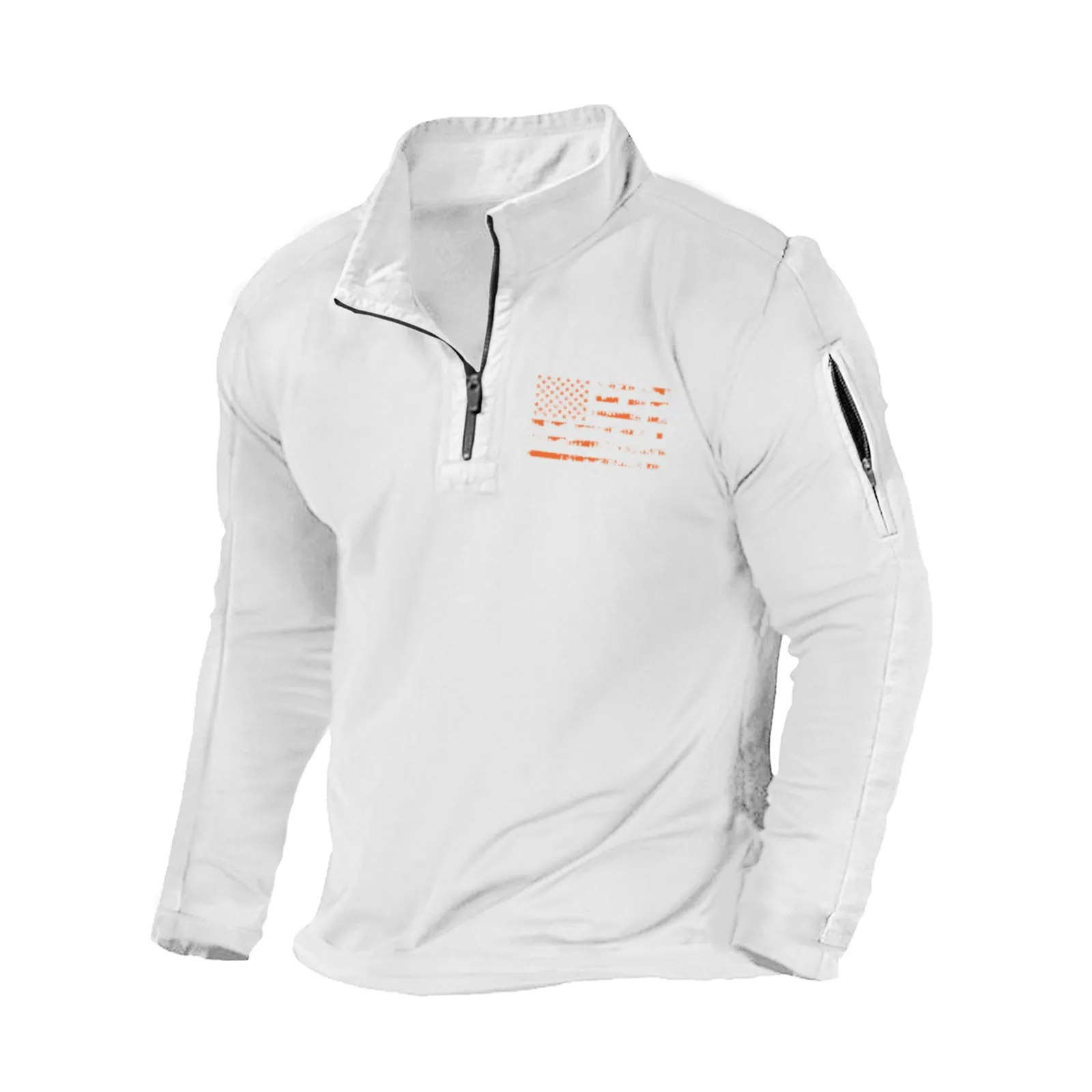 USA FLAG  ZIPPER GRAPHIC POCKET SWEATSHIRT