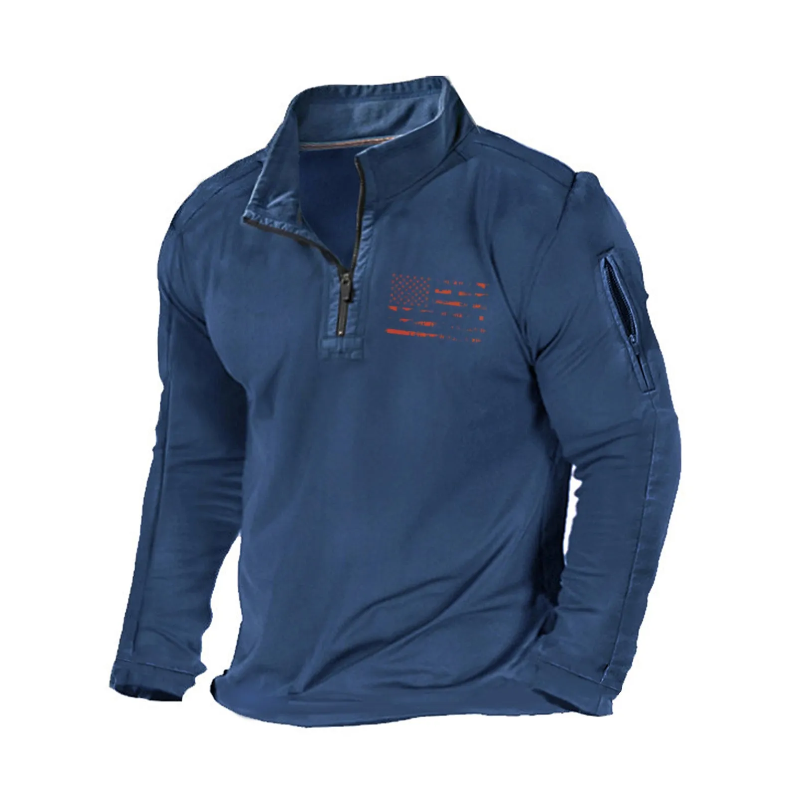 USA FLAG  ZIPPER GRAPHIC POCKET SWEATSHIRT