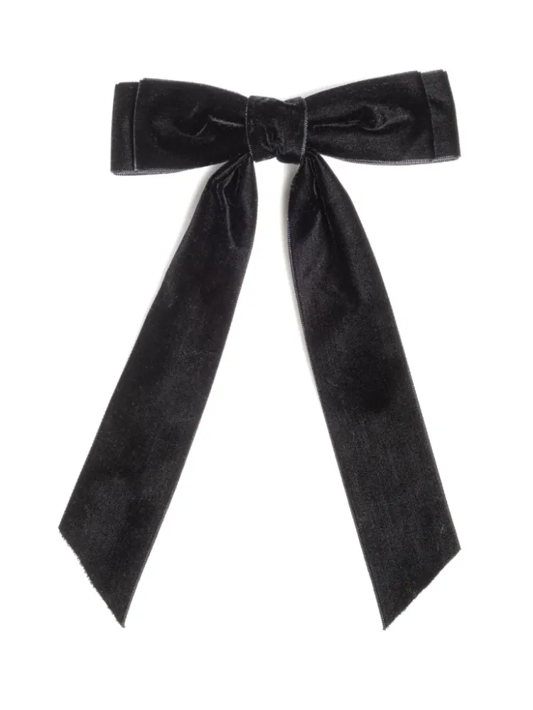 Velvet Bow Clip - Black
