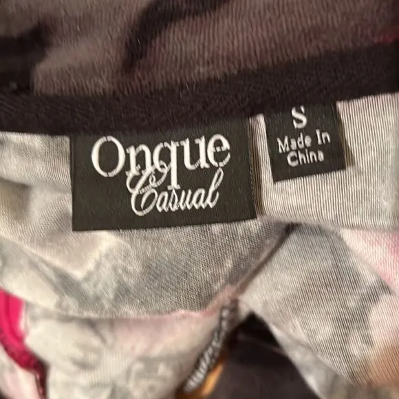 Vintage Preppy Full Zip Funnel Neck Velour Black With Large Pink Roses Jacket S