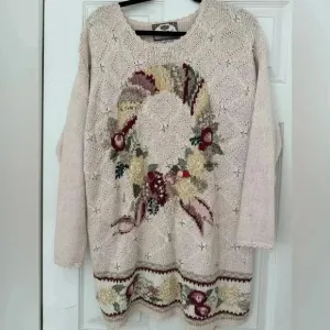 Vintage Tiara International Embroidered Holiday Sweater (Size M)