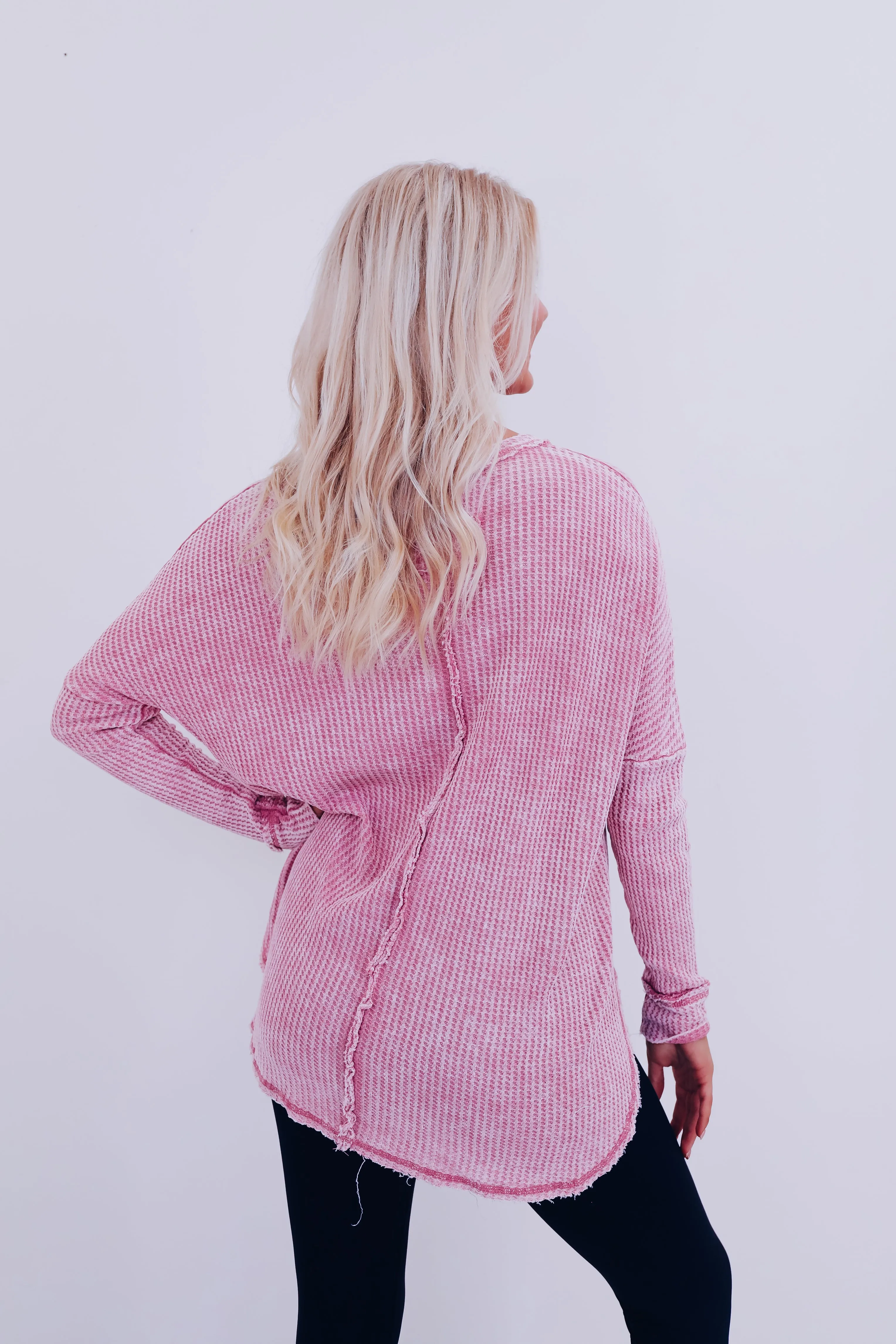 Wrenley Waffle Knit Top - Rose