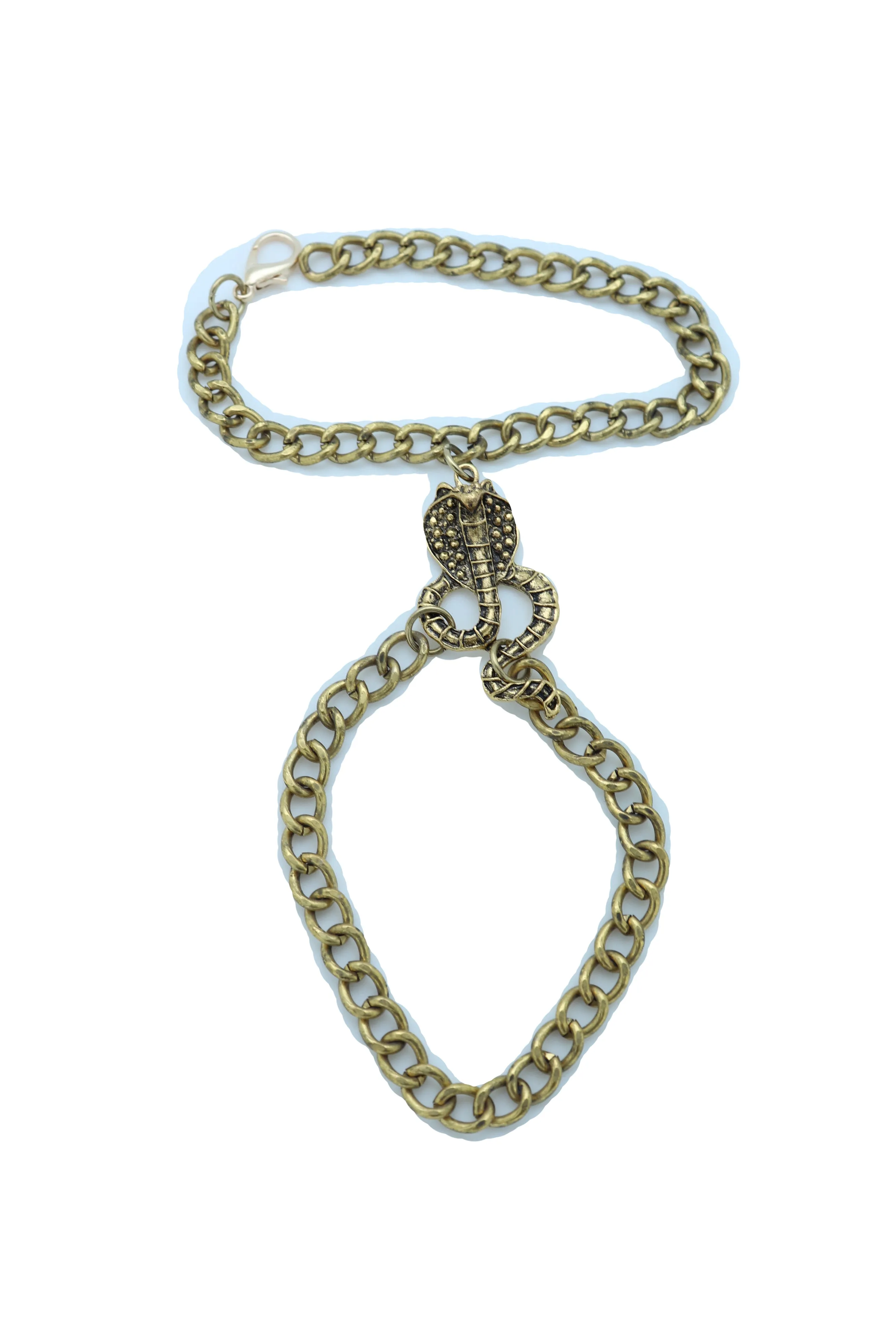 Wrist Bracelet Antique Gold Metal Hand Chain Cobra Snake Charm
