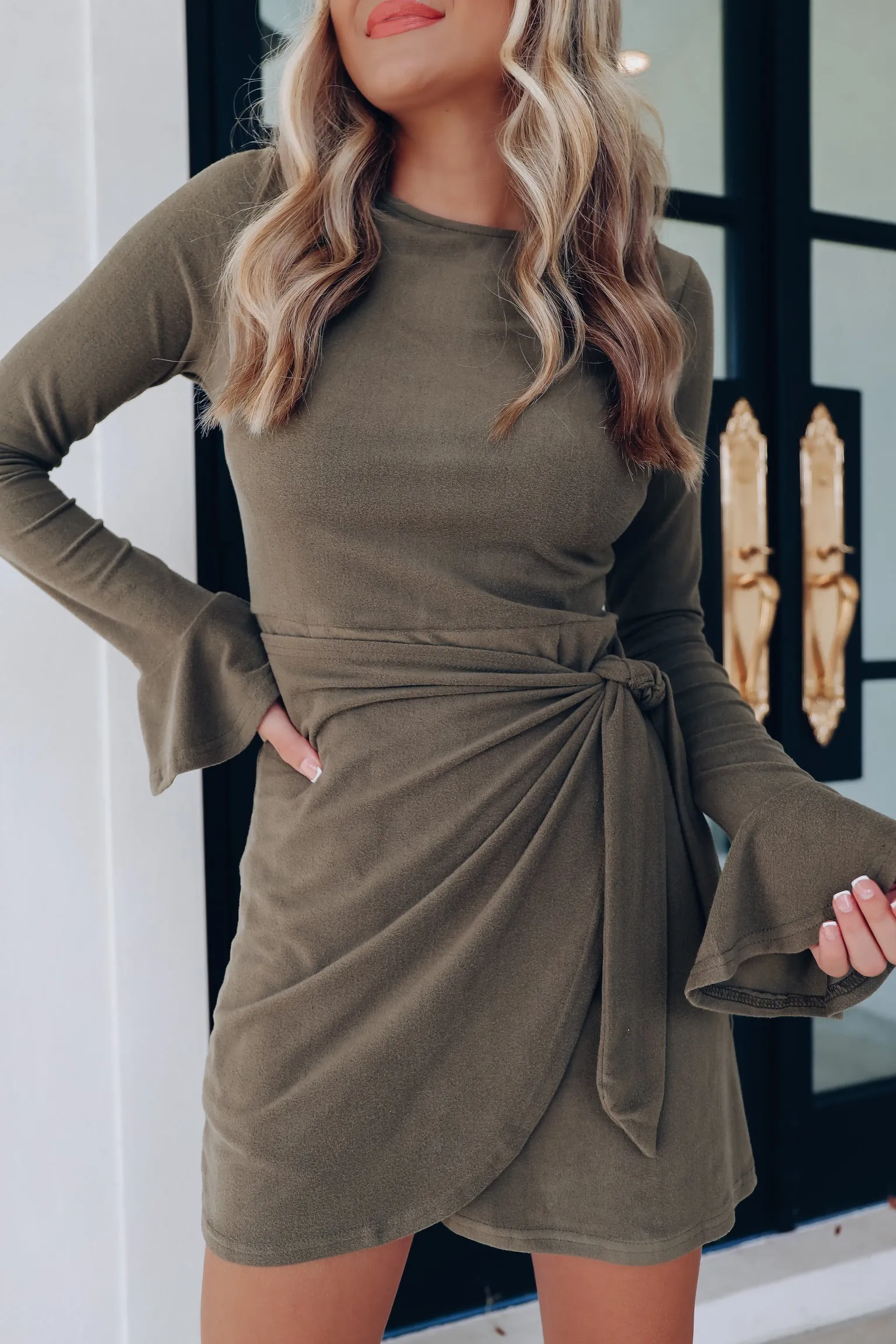 Wynter Wrap Front Mini Dress - Olive