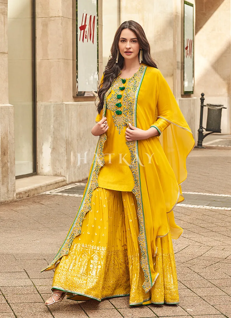 Yellow Party Wear Gharara Suit