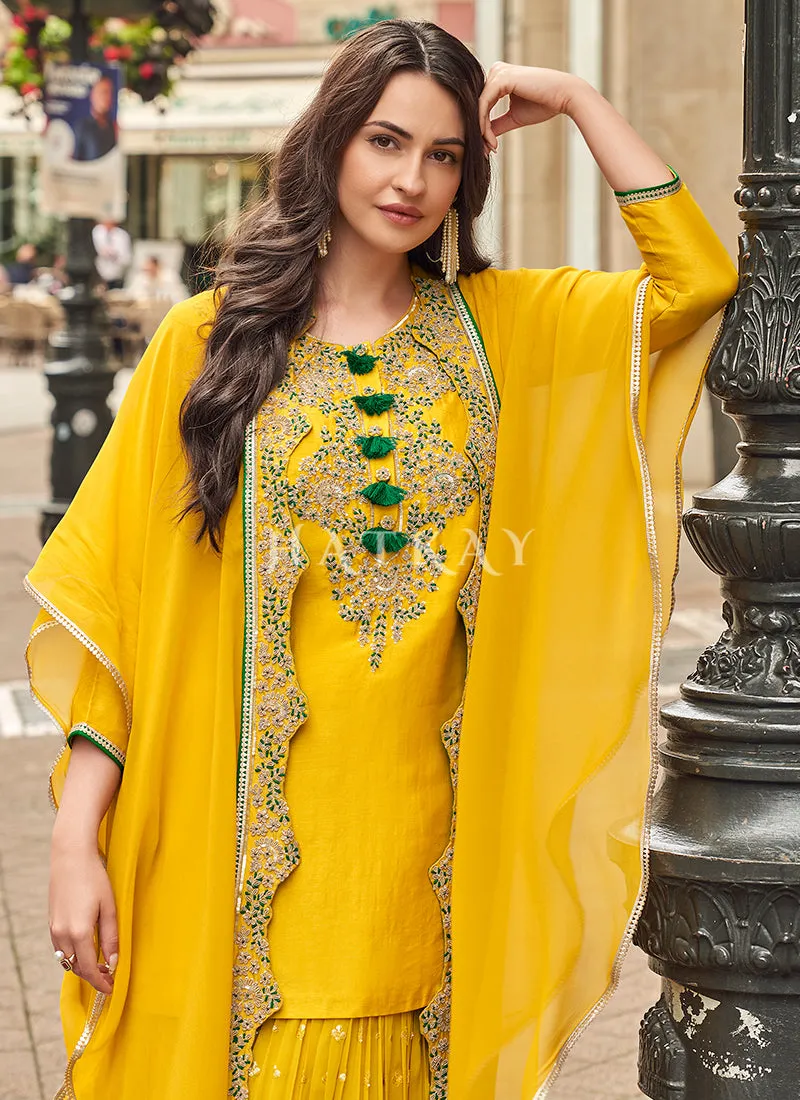 Yellow Party Wear Gharara Suit