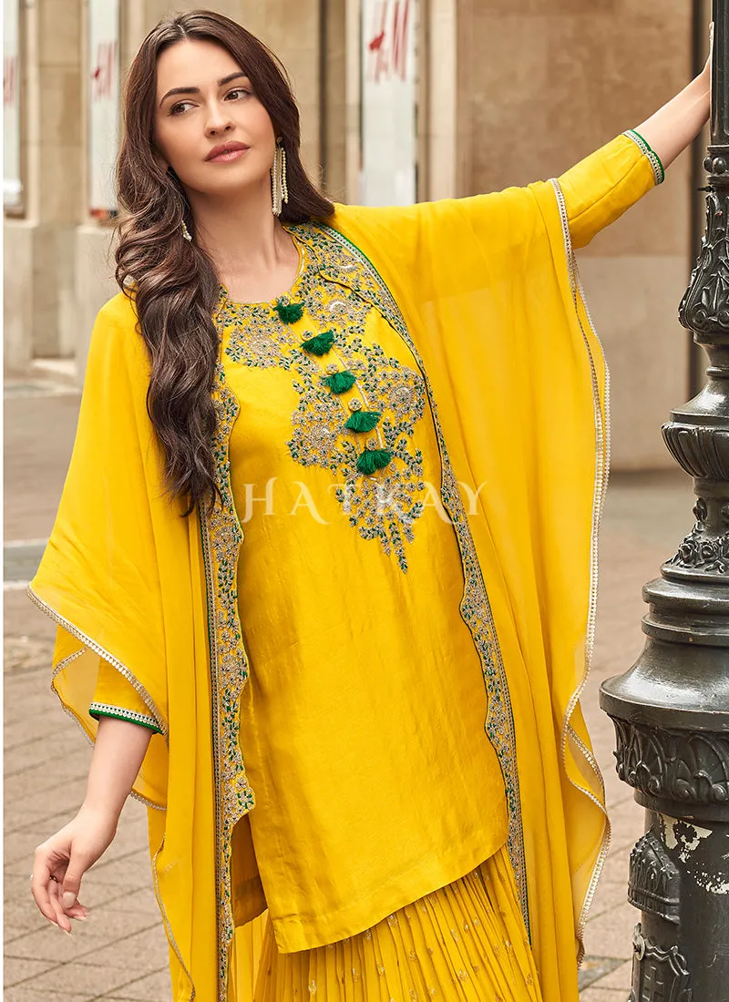 Yellow Party Wear Gharara Suit