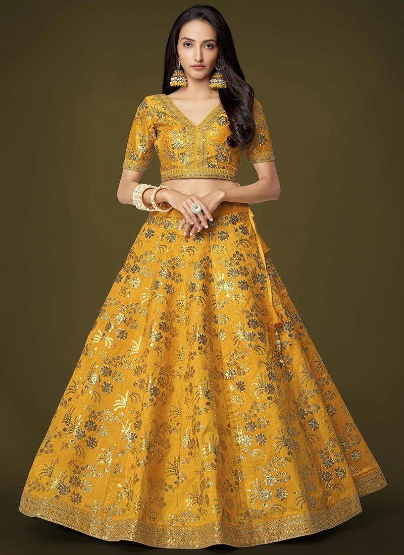 Yellow Sequence Embroidery Festive Lehenga Choli