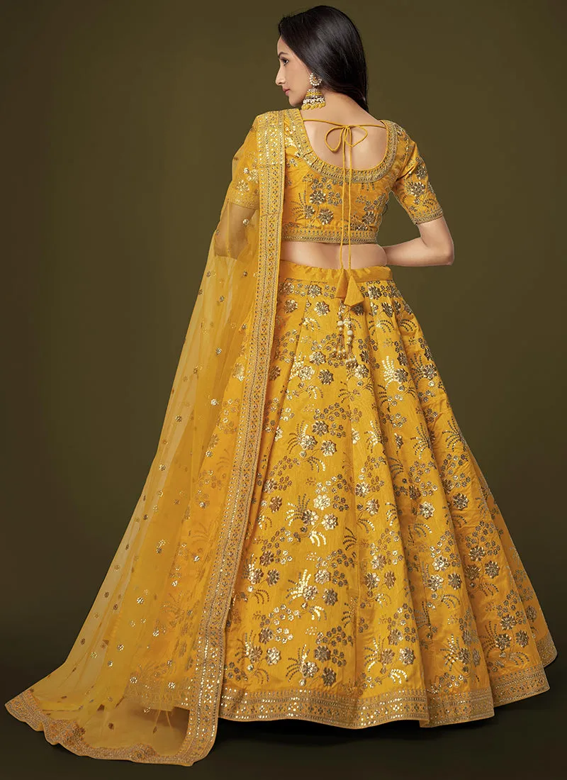 Yellow Sequence Embroidery Festive Lehenga Choli