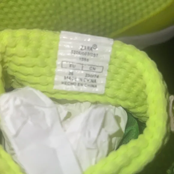 Zara Neon Green Boys Sock Sneakers - Size 36